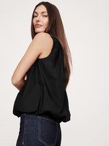 Banana Republic Cotton Poplin Bubble Tank - Black - Size: Small