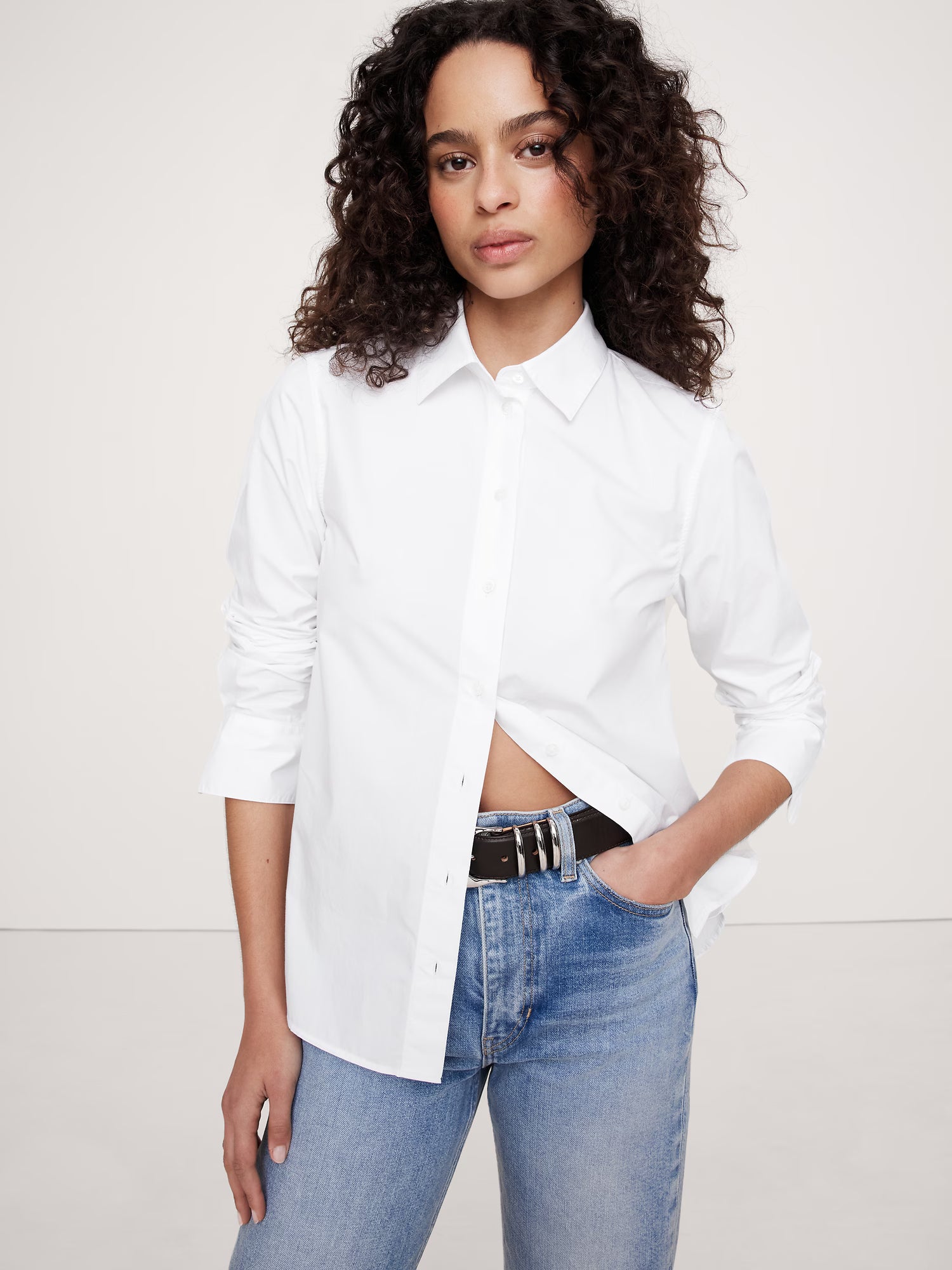 The Everyday Shirt in Cotton Poplin by Banana Republic- White - Small