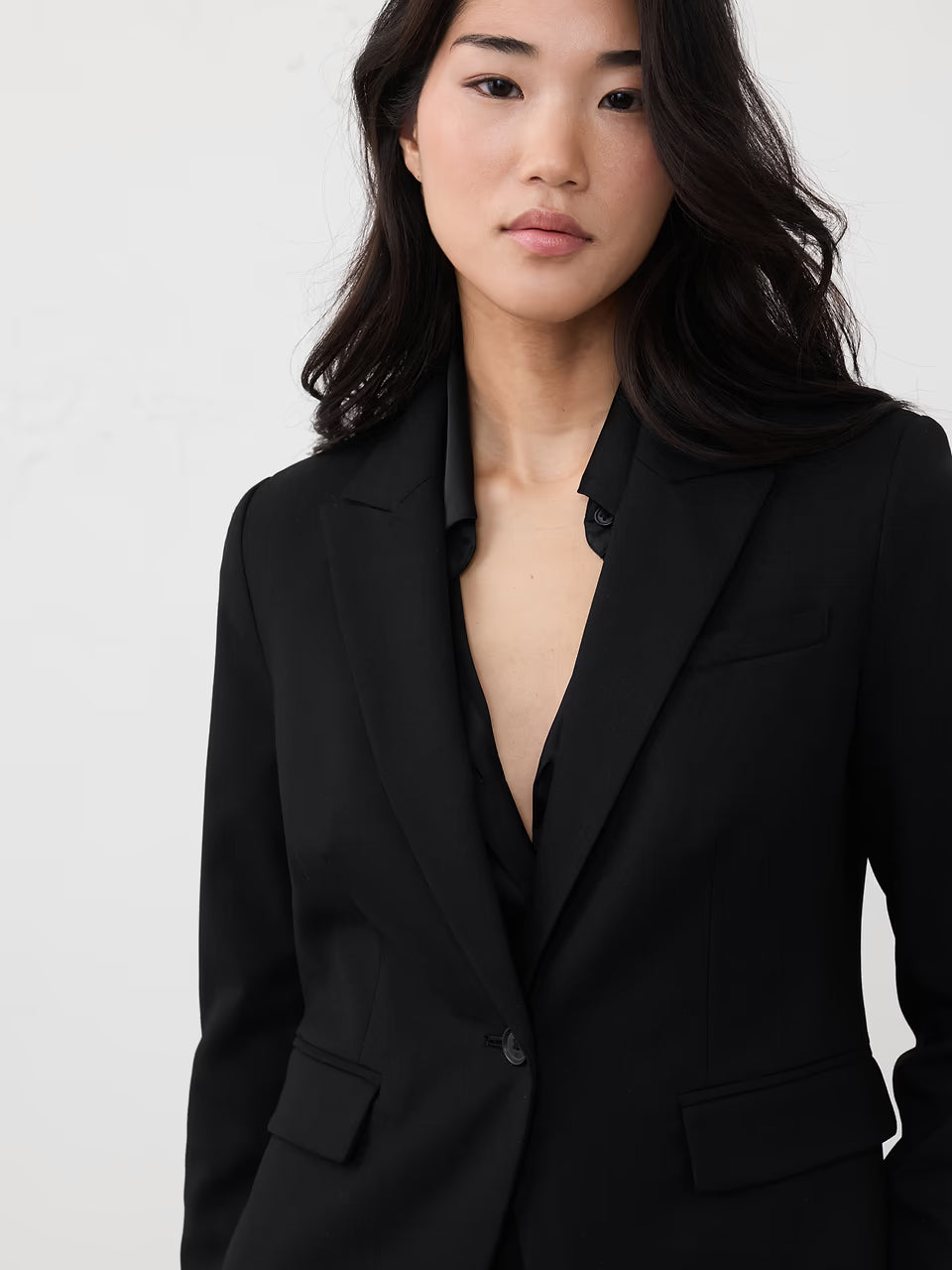 Stretch Twill Classic Blazer by Banana Republic - Black - Size 4