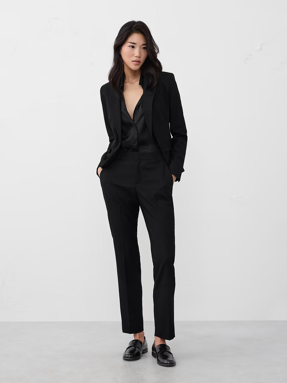 Stretch Twill Classic Blazer by Banana Republic - Black - Size 4