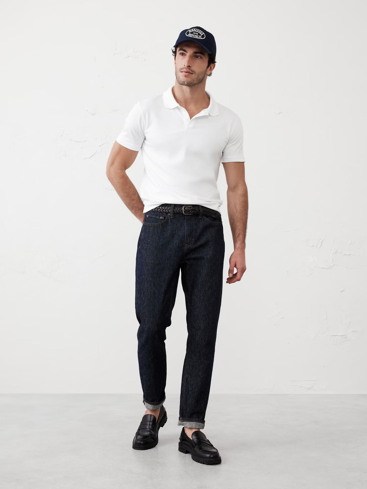 Banana Republic Slim Luxe Touch Polo - White - Size: Medium Tall