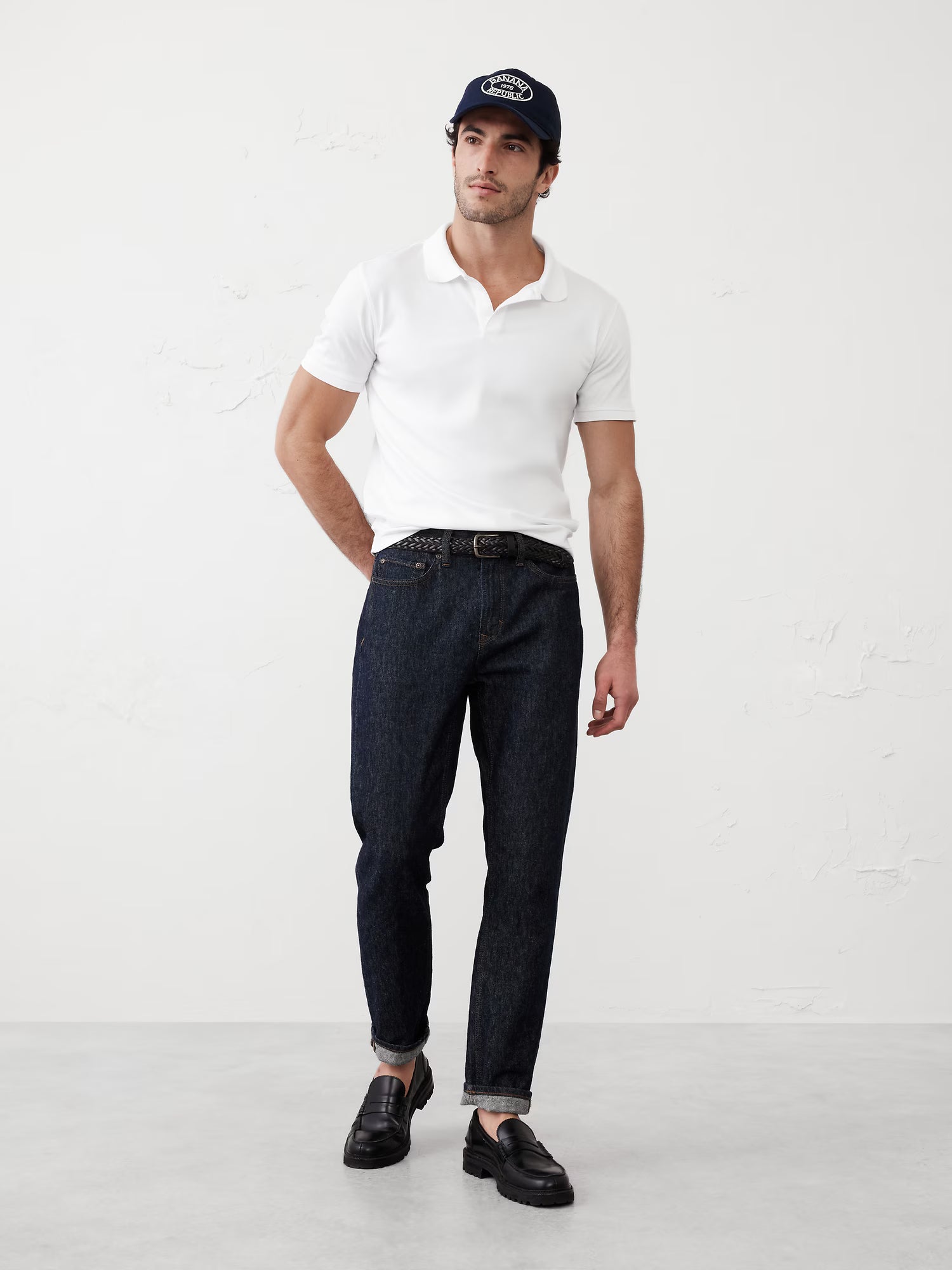Banana Republic Slim Luxe Touch Polo - White - Size: Medium Tall