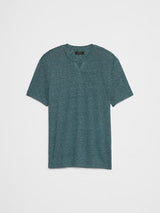 Banana Republic Linen-Blend Notch-Neck T-Shirt - Deep Sea Teal - Size: Large