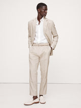 Herringbone Cotton-Linen Slim Suit Pant by Banana Republic - Natural Beige - Size: 32 x 34