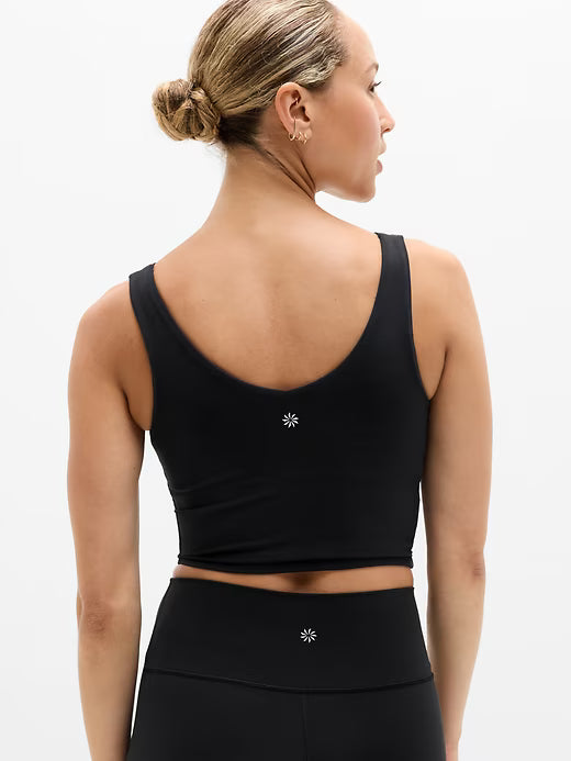 Athleta Transcend V-Neck Rib Crop Bra - Black - Size: Small