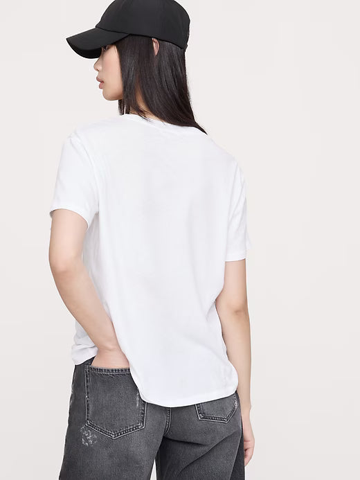 Banana Republic Oversized Cotton-Silk Crew-Neck T-Shirt - Optic White (Semi-Sheer) - XS