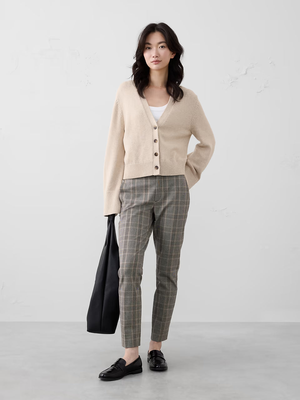 Sloan Slim High-Rise Ankle Pant by Banana Republic - Neutral Plaid - Size 12 Tall