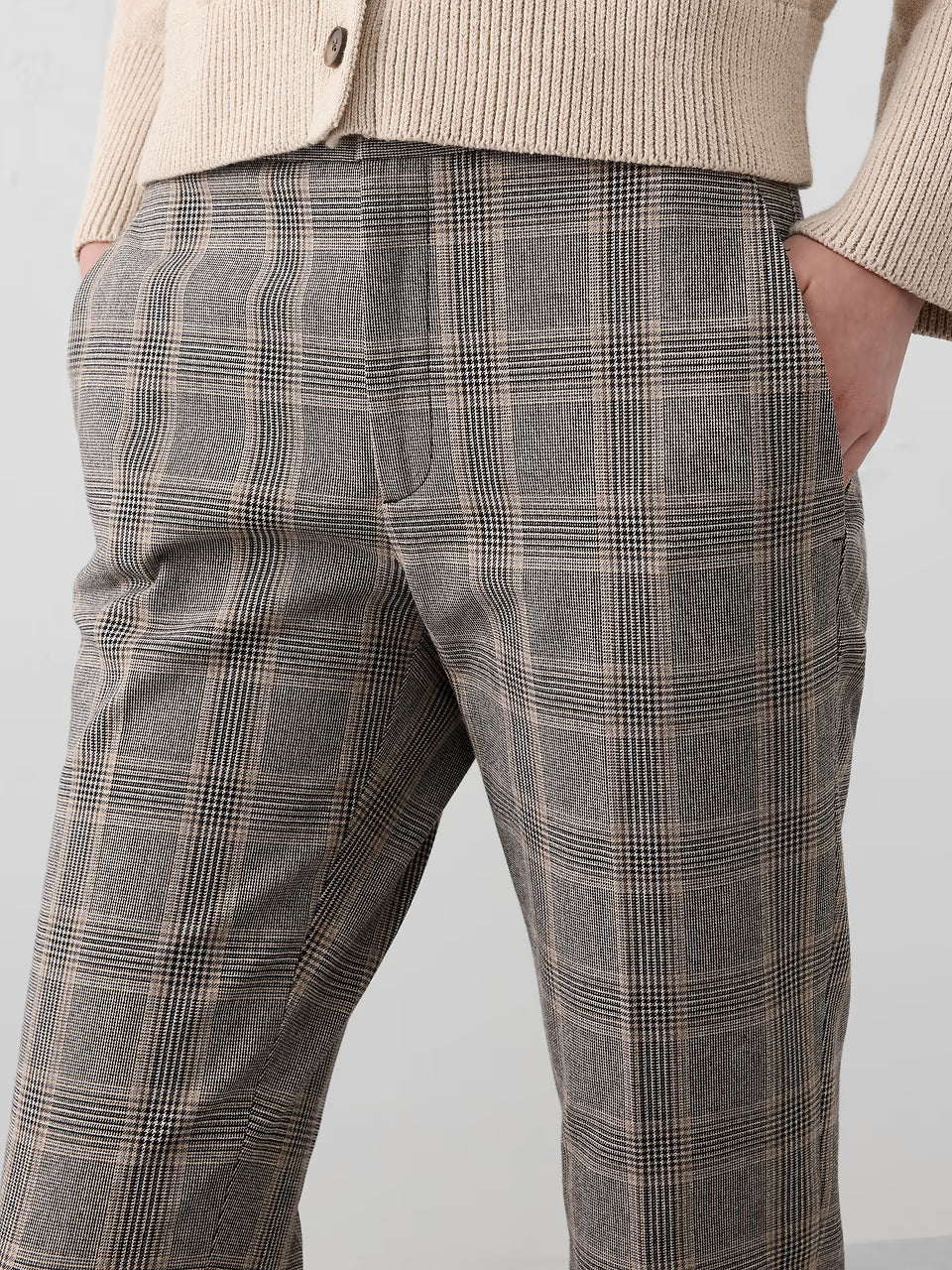 Sloan Slim High-Rise Ankle Pant by Banana Republic - Neutral Plaid - Size 12 Tall