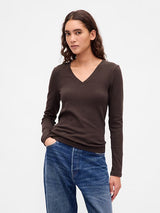 Modern Long-Sleeve V-Neck T-Shirt by Gap - Terra Brown - Large