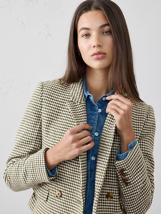 Textured Short Blazer by Banana Republic - Fern Green Texture - Size 6