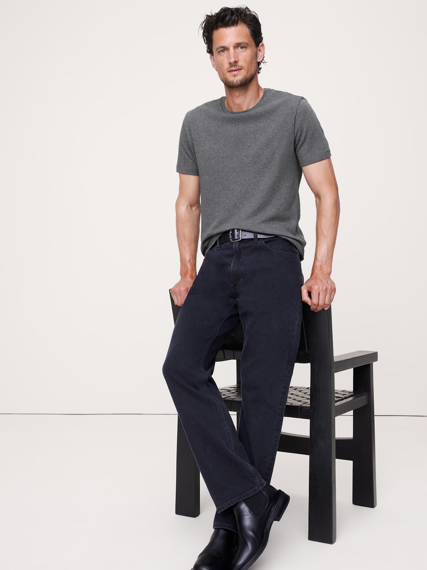 Banana Republic Luxury-Touch Short Sleeve T-Shirt - Dark Charcoal Gray - Size: Large