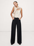 Banana Republic Mid-Rise Wide-Leg Flannel Drawstring Pant (Black , Size: M)