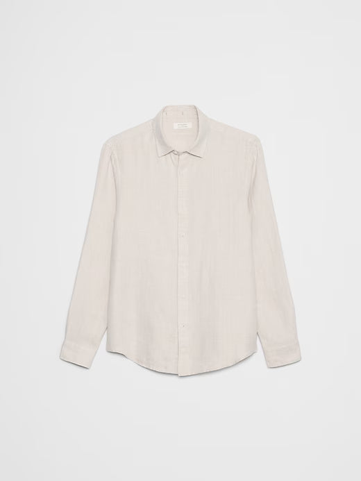Banana Republic Slim-Fit Linen-Blend Shirt Flax Beige Size: L