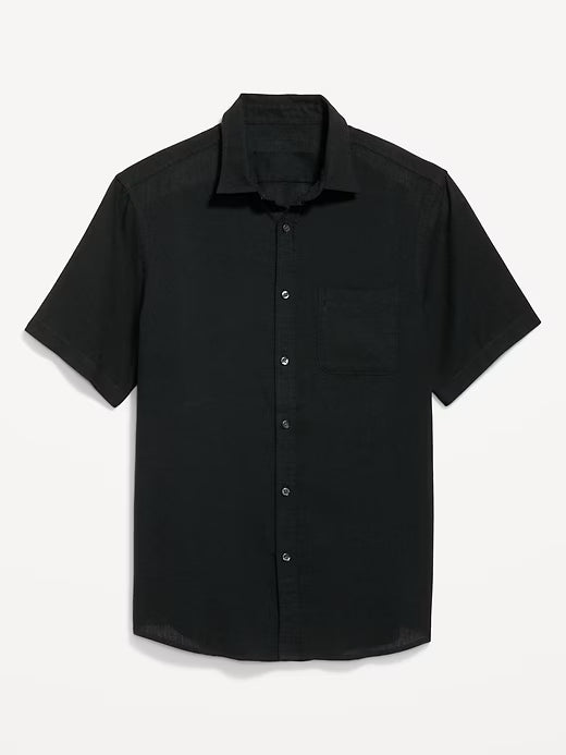 Old Navy Classic Fit Everyday Linen-Blend Shirt Black Size Large