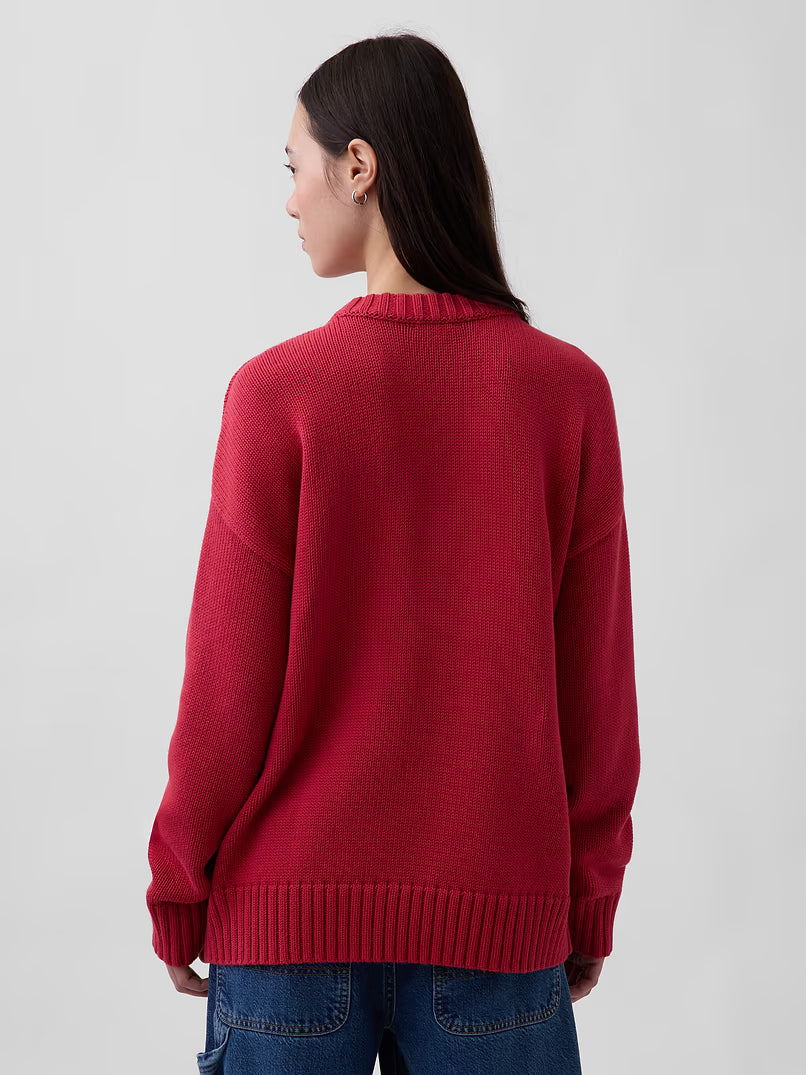 GAP Women's 100% Cotton Oversized Sweater - Chakra Red - SM