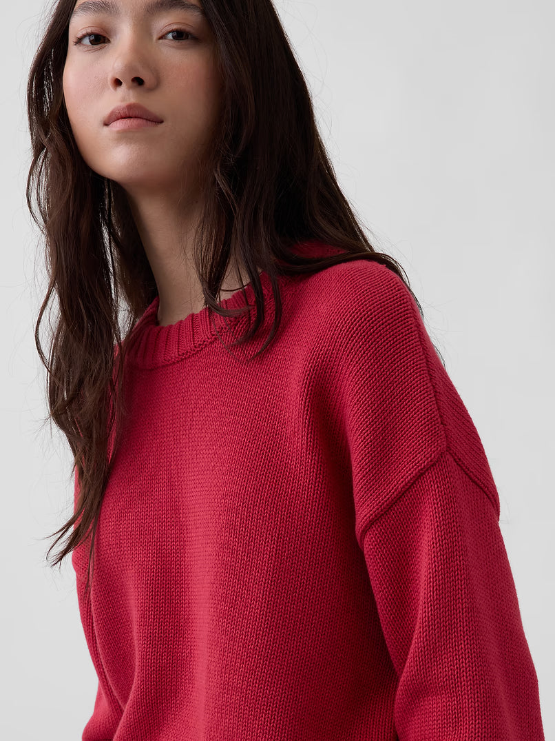 GAP Women's 100% Cotton Oversized Sweater - Chakra Red - SM