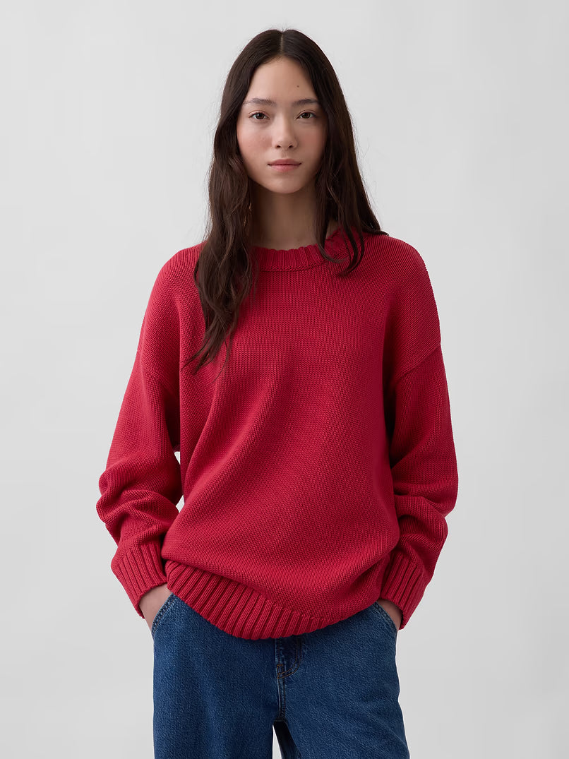 GAP Women's 100% Cotton Oversized Sweater - Chakra Red - SM