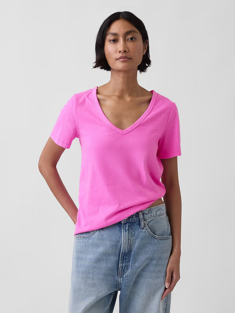 Gap Organic Cotton VintageSoft V-Neck T-Shirt Size L