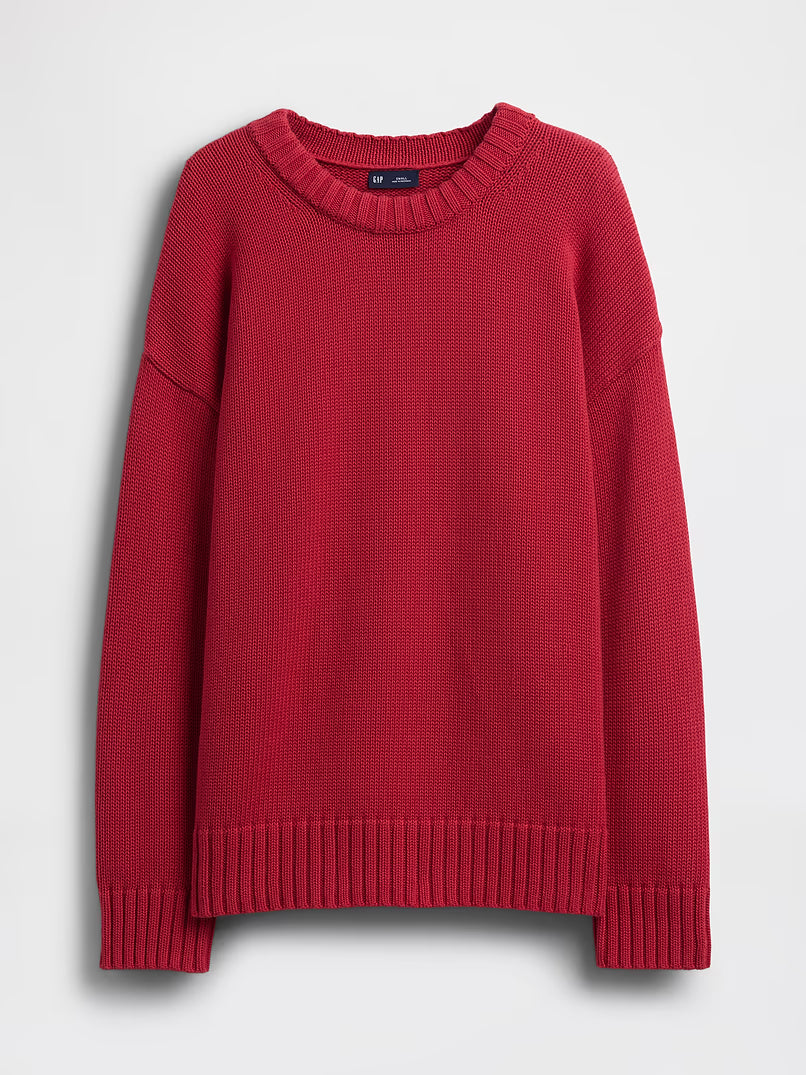 GAP Women's 100% Cotton Oversized Sweater - Chakra Red - SM