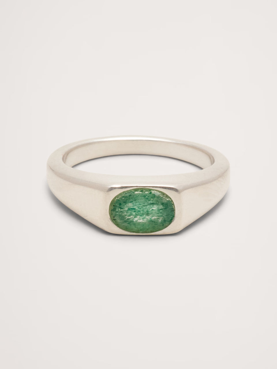 Banana Republic Small Jade Signet Ring, Silver (Size 7)