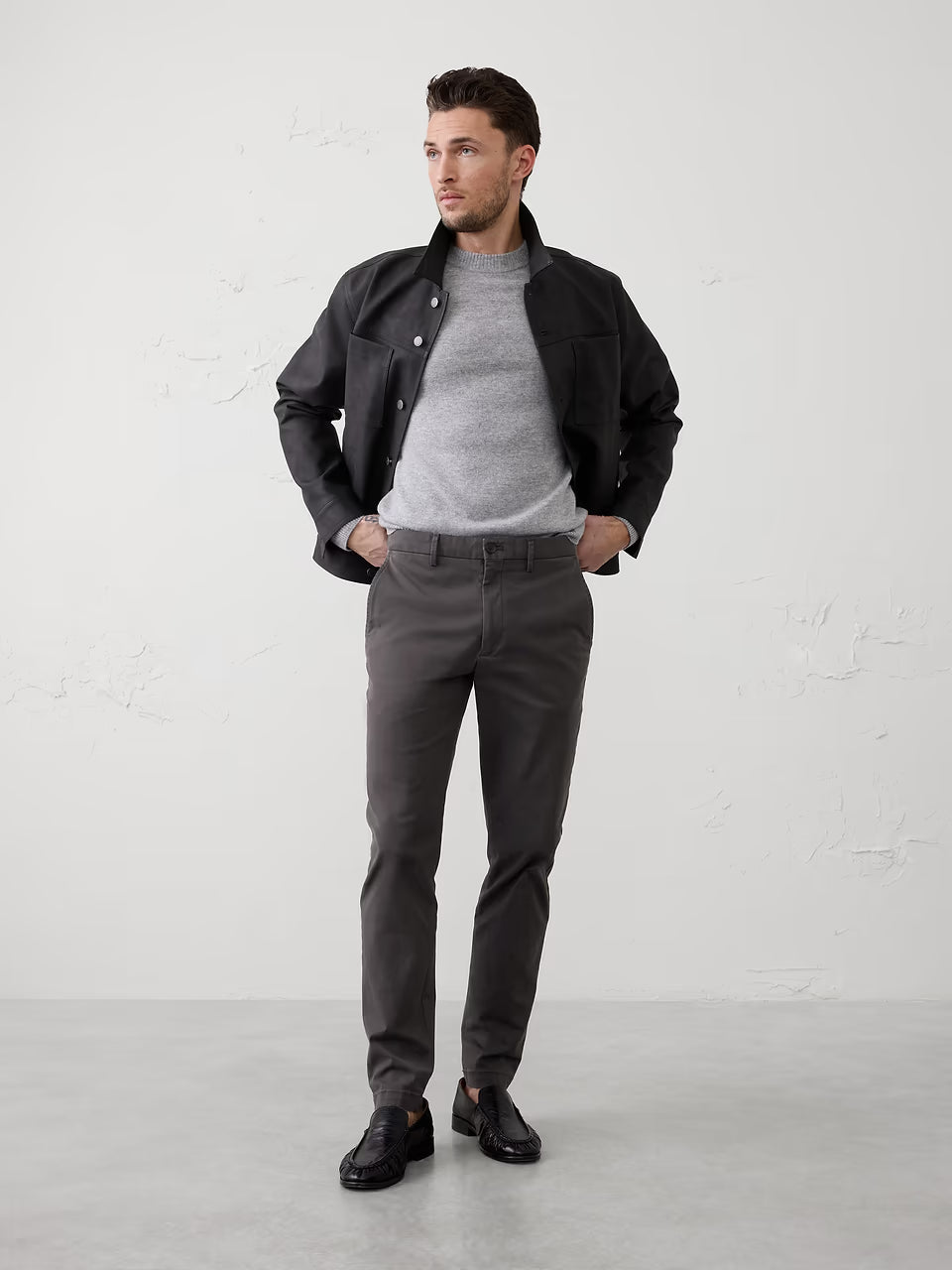 Banana Republic Men's Slim Lived-In Chino - Flint Gray - 31x34