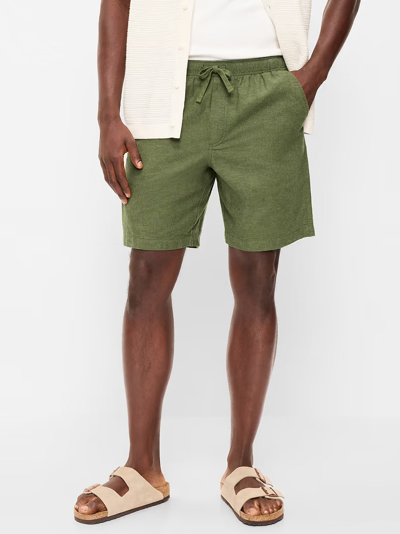 OLD NAVY-Linen-MEN Blend Jogger Shorts -- 7-inch inseam- LG-Matcha Green
