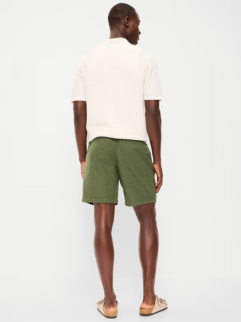 OLD NAVY-Linen-MEN Blend Jogger Shorts -- 7-inch inseam- LG-Matcha Green
