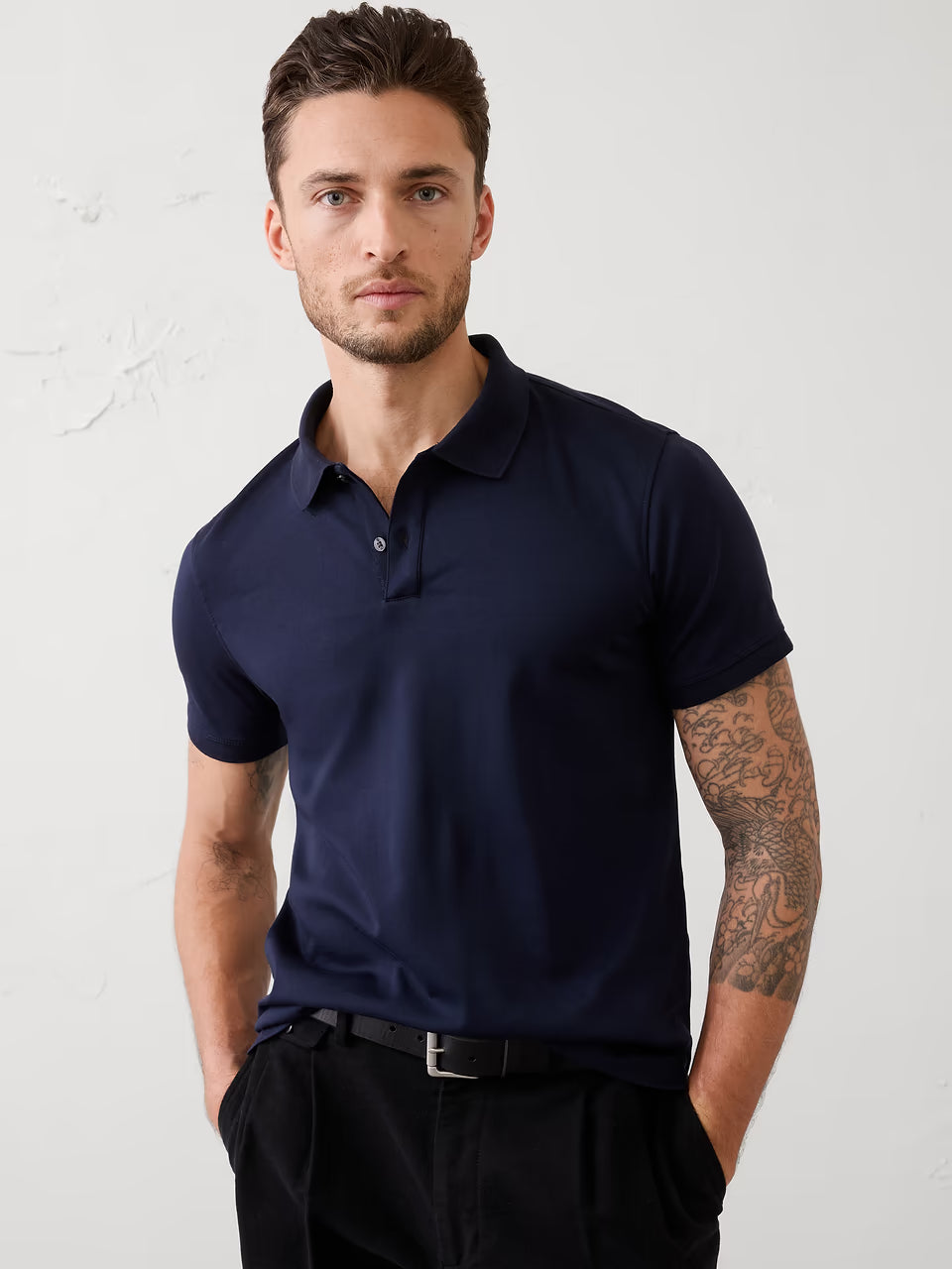 Banana Republic Men's Slim Luxe Touch Polo - Navy - Medium