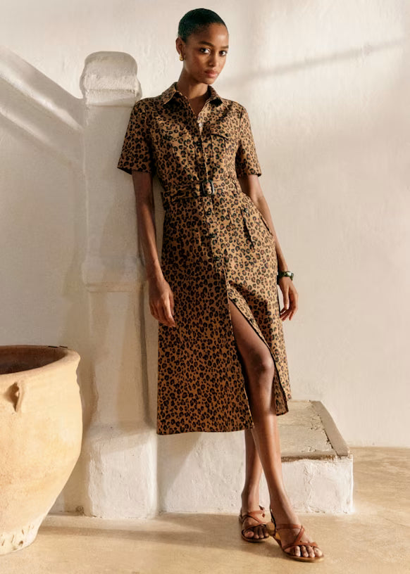 Robe Raquel Imprime Leopard Cafe Dress Women's Size 40