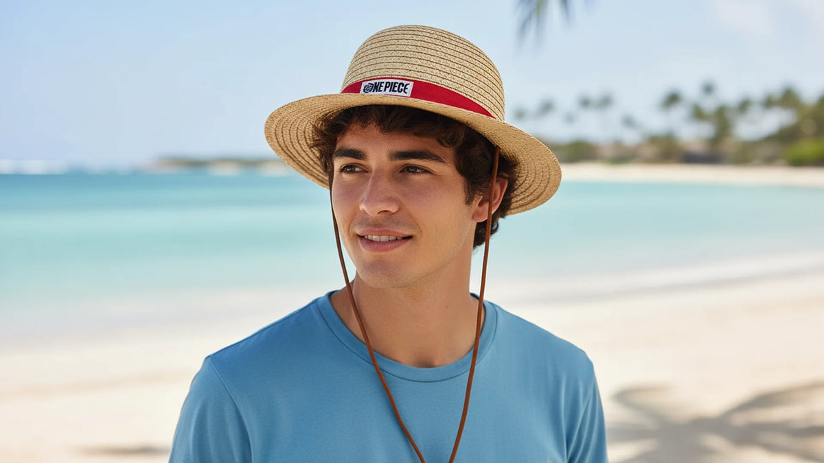One Piece Luffy Cosplay Straw Bucket Hat With Chin Rope