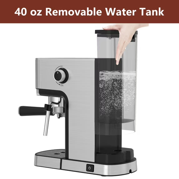 WHALL Espresso Machine, 20 Bar Pump, Touchscreen Control, Stainless Steel