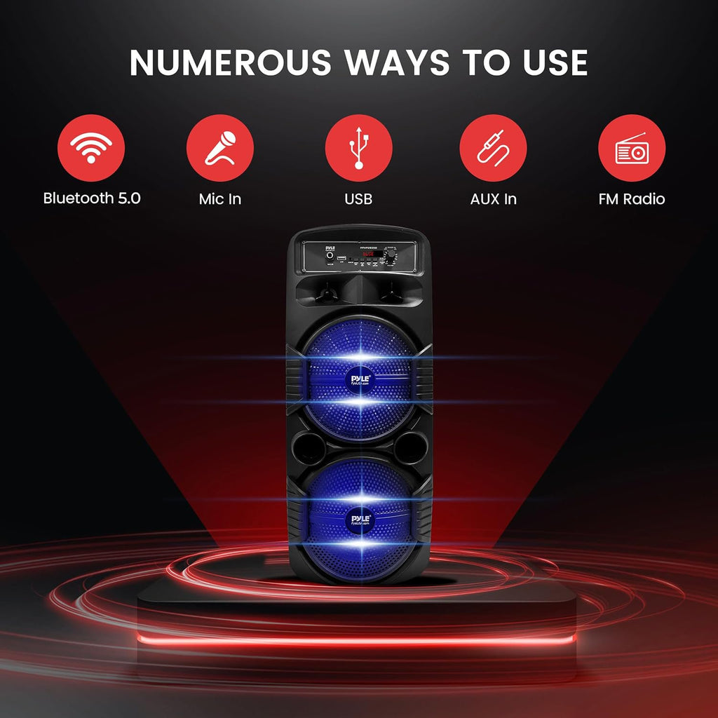 Pyle PA System Flashing LED Lighting Outdoor Wireless Bluetooth Portable Speaker (WITHOUT REMOTE AND POWER ADAPTER)