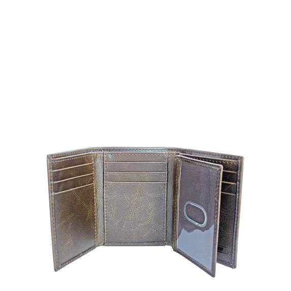 Men's George Bison Leather Trifold with Wing Wallet - River Tan