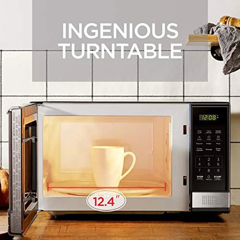 BLACK+DECKER | Model EM031MB11 | Digital Microwave Oven with Turntable | Push-Button Door | Child Safety Lock | 1000W | 1.1 cu.ft |Black & Stainless Steel | PICKUP ONLY!