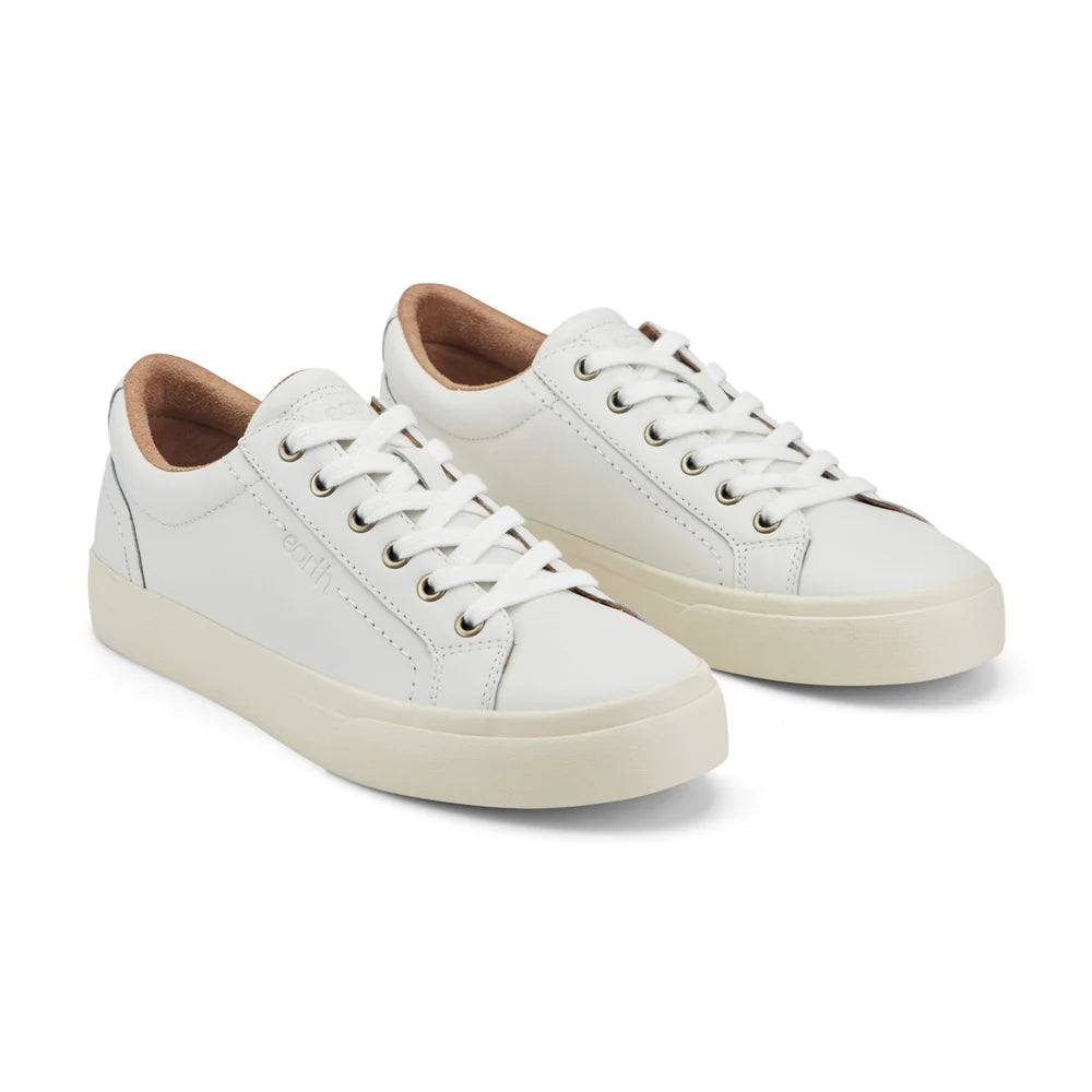 Earth Women's Dailey Leather Lace-Up Sneakers Size:7M white