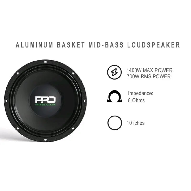 MOBIATOR MB-PRO108MB 10" Cast Basket Mid-Range Speakers (Pair)