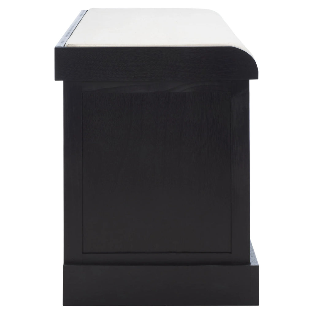 SAFAVIEH Briar 3 Drawer Cushion Bench, Black Frame/Greige Drawers