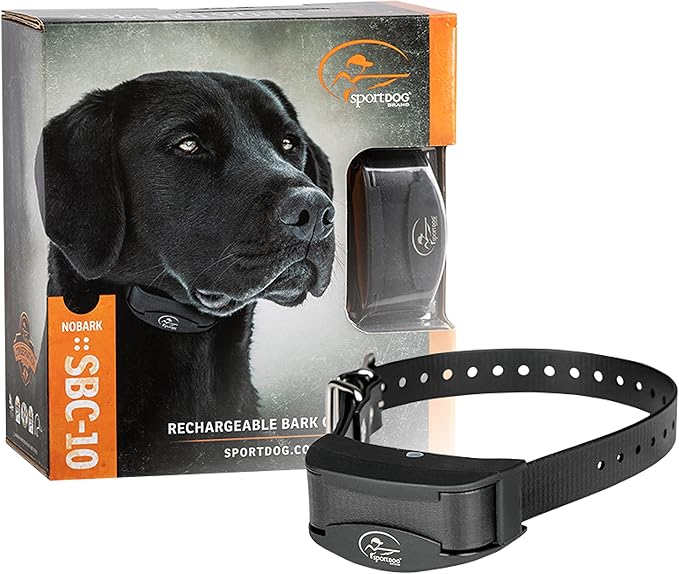 SportDog Rechargeable Bark Collar Model No. SBC-10 For dogs 8 pounds or larger with neck sizes 5" - 22" Black