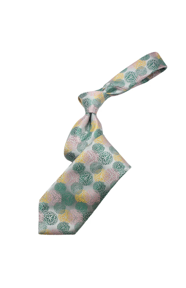 Doha 6 | Green Pink & Yellow Floral | Tie & Pocket Square