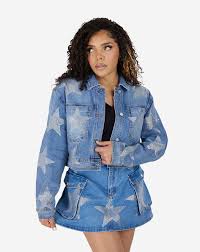 Wegood Aop Star Rhinestone Jacket- New with tags