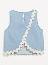 OLD NAVY | Sleeveless Cross-Back Chambray Top for Girls | Medium