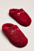 Maeve Sherpa Fleece Bit Scuff Slippers - Burgundy - Small (Women's 6-7)