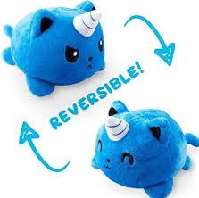 TeeTurtle - The Original Reversible Cat Plushie - Blue Kittencorn - Cute Sensory Fidget Stuffed Animals That Show Your Mood(New Open Box)