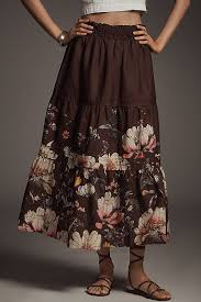 The Somerset Maxi Skirt - Chocolate Floral