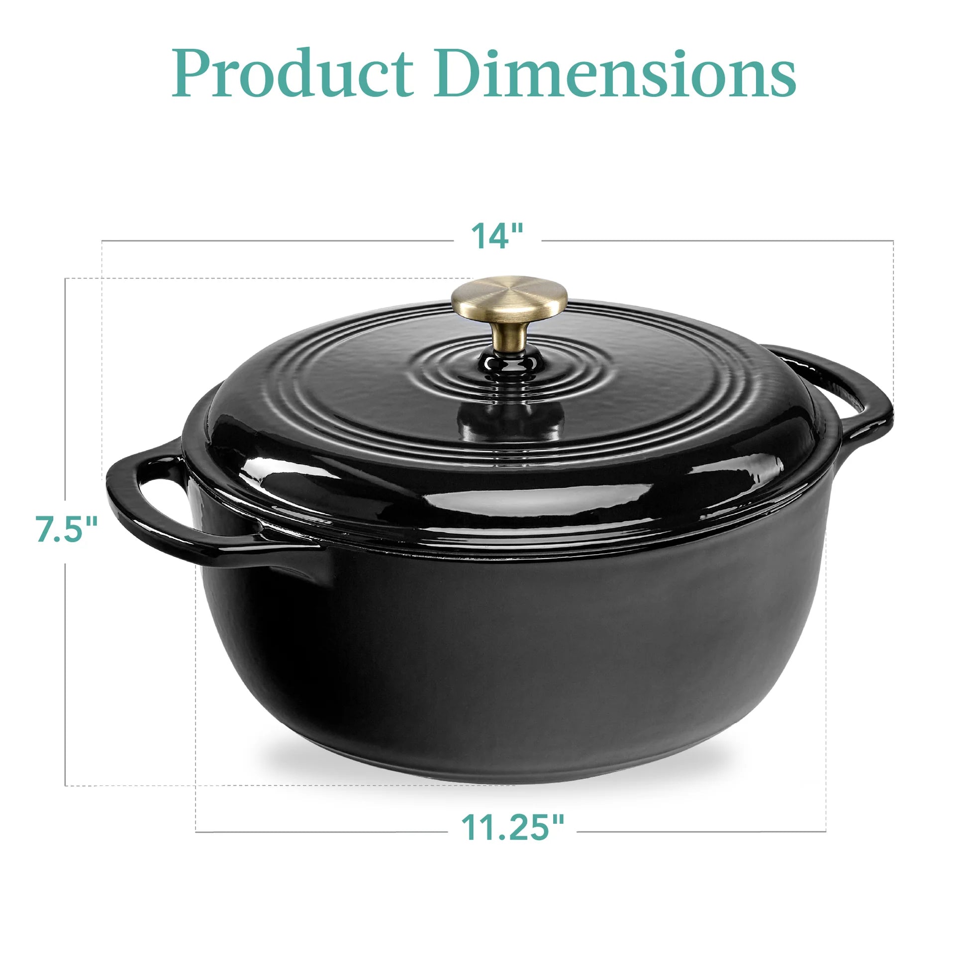 Best Choice Products - Cast-Iron Dutch Oven Kitchen Cookware w/ Enamel, Handles - 6qt- Black Licorice