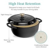 Best Choice Products - Cast-Iron Dutch Oven Kitchen Cookware w/ Enamel, Handles - 6qt- Black Licorice