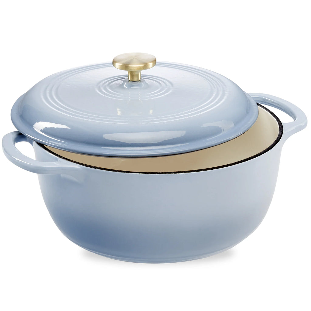 Best Choice Products - Cast-Iron Dutch Oven Kitchen Cookware w/ Enamel, Handles - 6qt- Cornflower Blue