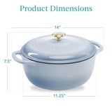 Best Choice Products - Cast-Iron Dutch Oven Kitchen Cookware w/ Enamel, Handles - 6qt- Cornflower Blue