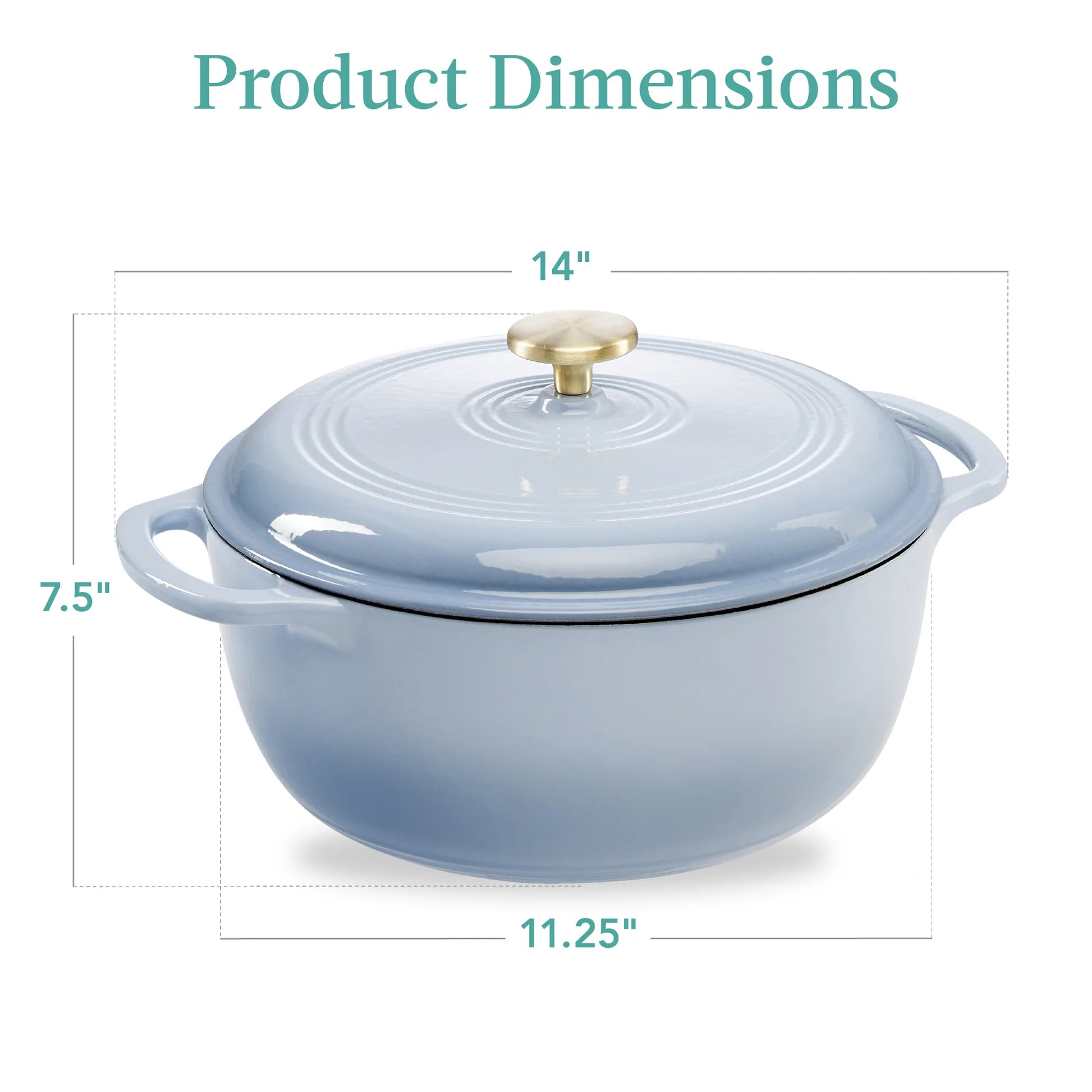 Best Choice Products - Cast-Iron Dutch Oven Kitchen Cookware w/ Enamel, Handles - 6qt- Cornflower Blue