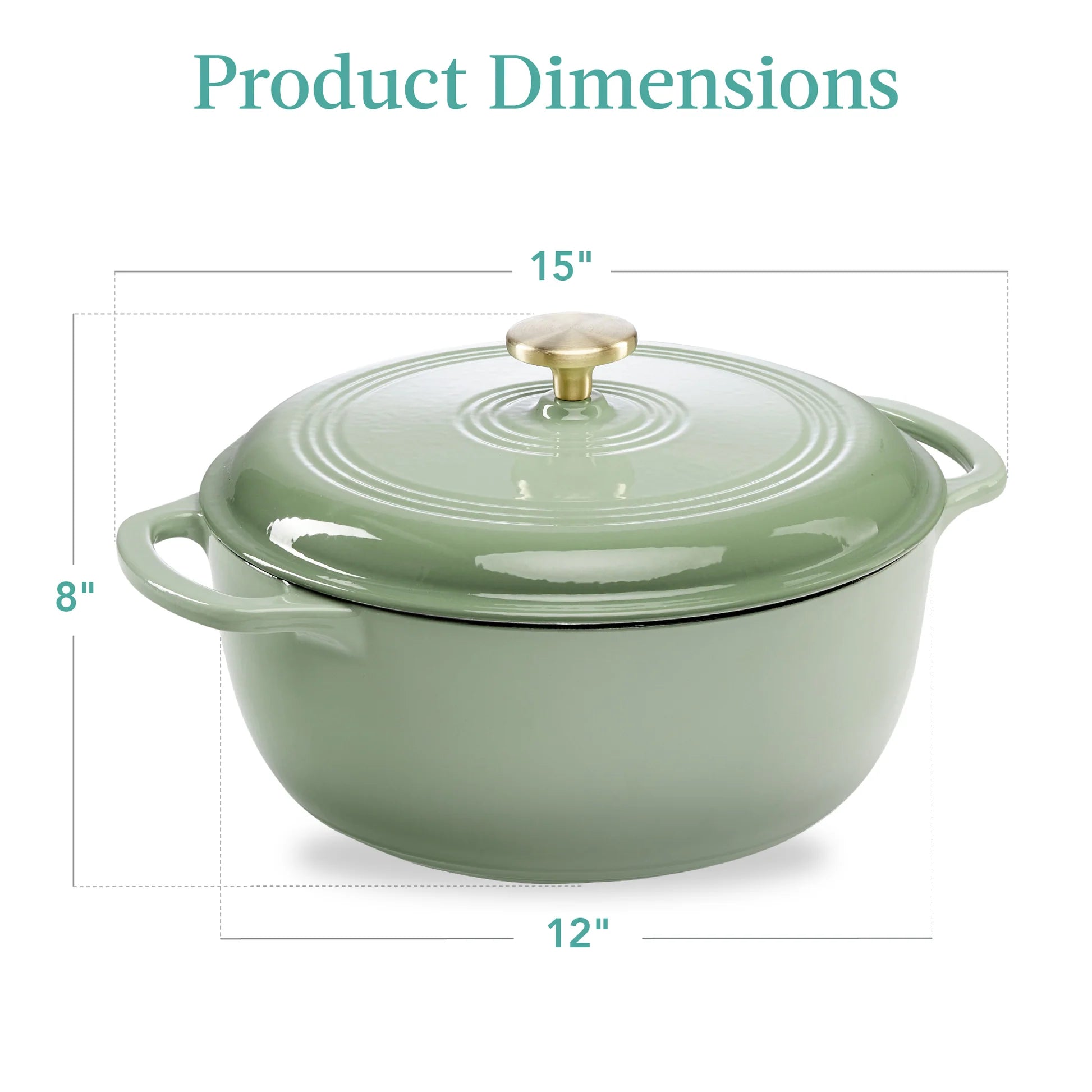 Best Choice Products - Cast-Iron Dutch Oven Kitchen Cookware w/ Enamel, Handles - 7.5qt, Sage Green